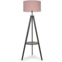 Tripod Floor Lamp In Grey + LED Bulb  Pink  Minisun