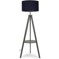 Tripod Floor Lamp In Grey + LED Bulb  Navy  Minisun