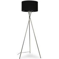 Modern LED Floor Lamp Tripod Chrome XL Drum Shades LED Light Bulb Lounge Light