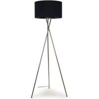 Tripod Floor Lamp Standard Light Brushed Chrome Cotton Lampshade LED GLS Bulb