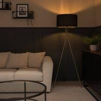 MiniSun | Modern Brushed Chrome Floor Lamp with a Black Drum Shade | Floor Lamps & Torchieres, Home Décor & Improvement Essential | Includes 6W GLS Bulb [3000K Warm White]