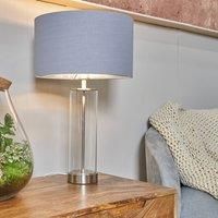 Brushed Chrome & Clear Tube Table Lamp Living Room Lampshade LED Light Bulb