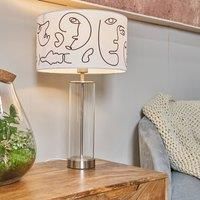 MiniSun | Contemporary Brushed Chrome & Clear Tube Table Lamp with a White Portrait Design Shade | Home Décor, Bedside & Desk Lamp