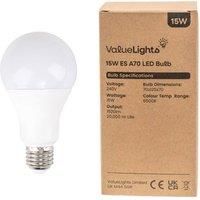 8 Pack E27 White Thermal Plastic GLS LED 15W Cool White 6500K 1520lm Light Bulb