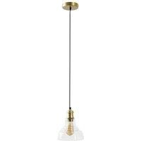 Clear Glass Pendant Antique Brass Ceiling Light Fitting Living Room LED Bulb
