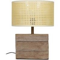 Large Wood Table Lamp Light Base Large Wicker Effect Lampshade Pendant LED Bulb