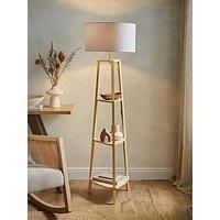 Standard Floor Lamp Shelving Storage Living Room Light Large Shade Natural Wood