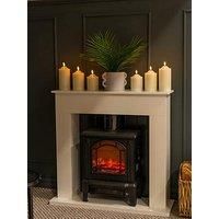 Set of 6 Bright LED Flickering Real Wax Flameless Pillar Candle Light Battery Operated with Timer Function & Remote Control