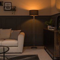 Eleanor Silver Floor Lamp Medium Charcoal Shade