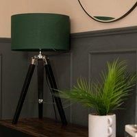 Black Wood Tripod Table Lamp Base Fabric Lampshade Living Room Bedside Lighting