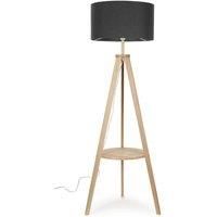 Light Wooden Tripod Floor Lamp Base Large Fabric Lampshade Shades Living Room
