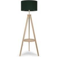Light Wooden Tripod Floor Lamp Base Large Fabric Lampshade Shades Living Room