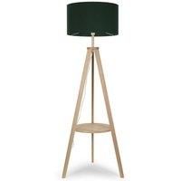 Light Wooden Tripod Floor Lamp Base Large Fabric Lampshade Shades Living Room