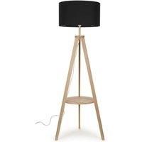 Light Wooden Tripod Floor Lamp Base Large Fabric Lampshade Shades Living Room