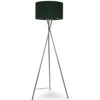 Camden Chrome Silver Floor Lamp Large Green Shade