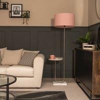 Curved Floor Lamp Brushed Chrome Light Marble Storage Table Lampshade LED Bulb
