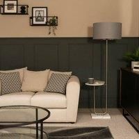 Curved Floor Lamp Brushed Chrome Light Marble Storage Table Lampshade LED Bulb