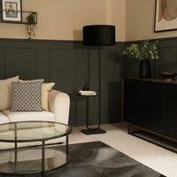 ValueLights Tavel Brushed Matt Black Floor Lamp Light with Velvet Shade | Size: 18 inches