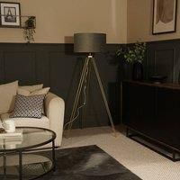 ValueLights | Modern Gold Hairpin Design Tripod Floor Lamp with a Grey Velvet Drum Shade | Floor Lamps, Home Décor & Improvement Essential