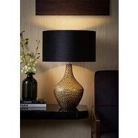 ValueLights Bailey Metallic Gold Ceramic Table Lamp Light with Velvet Shade in Black | Size: 35 cm diameter x 21 cm high