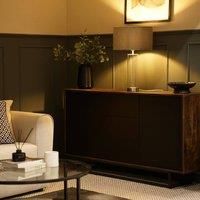 ValueLights | Clear Tube and Brushed Chrome Metal Bedside Table Lamp with a Forest Green Velvet Shade | Table Lamps, Home Décor & Improvement Essential | Included LED Bulb