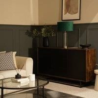 ValueLights | Clear Tube and Brushed Chrome Metal Bedside Table Lamp with a Navy Blue Velvet Shade | Table Lamps, Home Décor & Improvement Essential | Included LED Bulb