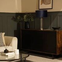 Balan Glass and Brushed Chrome Table Lamp with Velvet Drum Lamp Shade