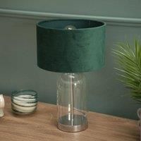 ValueLights | Glass and Silver Chrome Table Lamp with a Forest Green Velvet Lampshade | Table Lamps, Home Décor & Improvement Essential
