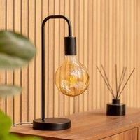 2x Black Table Lamp Bases Curved Metal Stem Bedroom Living Room Bedside Lights