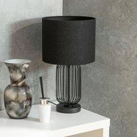 Pair Of Black Metal Touch Table Lamps Shades Geometric Base Living Room Light