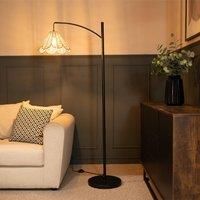 ValueLights | Black Metal Curve Stem Floor Lamp with a Natural Cane Wicker Rattan Scalloped Edge Shade | Floor Lamps & Torchieres, Home Décor & Improvement Essential