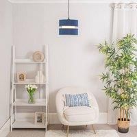 ValueLights | Pair of Small Easy Fit Ceiling Light Shades 2 Tier Pendant Drum Lampshade - Navy Blue LED Bulbs Included | Shades & Home Improvements Essential | 260mm Shade Width