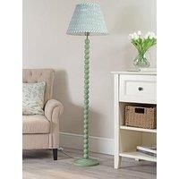 Sage Green Bobbin Floor Lamp Fabric Pleated Tapered Lampshade Living Room Light