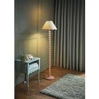 Rose Pink Bobbin Floor Lamp Linen Scallop Lampshade Living Room Lounge Light