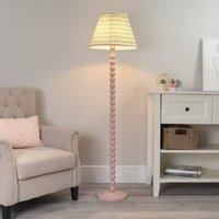 Valuelights Bobbles Painted Rose Pink Floor Lamp With Pink Aztec Shade