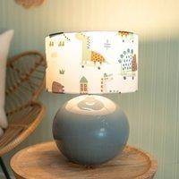 ValueLights | Eucalyptus Ceramic Table Lamp with Cartoon Dino Drum Lampshade Living Room Bedside Light | Table Lamps, Home Décor & Improvement Essential