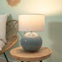 ValueLights | Eucalyptus Ceramic Table Lamp with White Fabric Drum Lampshade Living Room Bedside Light | Table Lamps, Home Décor & Improvement Essential