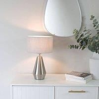 Silver Metal Touch Dimmer Table Lamp Drum Shade Living Room Light LED Bulb