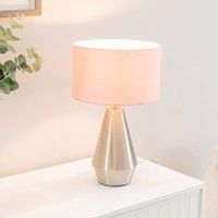 Silver Metal Touch Dimmer Table Lamp Drum Shade Living Room Light LED Bulb