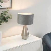 Silver Metal Touch Dimmer Table Lamp Velvet Shade Bedroom Lounge Light LED Bulb