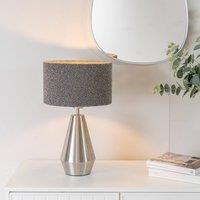 ValueLights | Silver Metal Touch Dimmer Table Lamp with Charcoal Grey Boucle Shade | Home Décor, Bedside & Desk Lamp