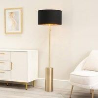 ValueLights Lexy Black & Metallic Gold Shade with Antique Brass Dimmable Floor Lamp