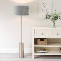 ValueLights | Brushed Chrome Single Stem Rotary Dimmer Switch Floor Lamp with Grey Velvet Shade | Floor Lamps & Torchieres, Home Décor & Improvement Essential