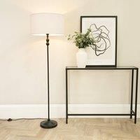 ValueLights | Black Metal Candlestick Floor Lamp with White Fabric Drum Shade Living Room Light | Floor Lamps, Home Décor & Improvement Essential