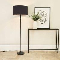 ValueLights | Black Metal Candlestick Floor Lamp with Charcoal Fabric Drum Shade Living Room Light | Floor Lamps, Home Décor & Improvement Essential