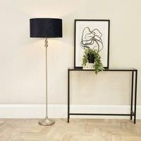 ValueLights | Brushed Chrome Metal Candlestick Floor Lamp with Black Velvet Drum Shade Living Room Light | Floor Lamps, Home Décor & Improvement Essential