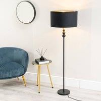 ValueLights | Matt Black Stacked Ball Single Stem Standing Floor Lamp with Black/Gold Shade | Floor Lamps & Torchieres, Home Décor & Improvement Essential