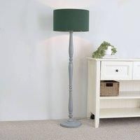 ValueLights | Traditional Grey Wood Candlestick Floor Lamp with Forest Green Fabric Drum Shade for Living Room | Floor Lamps, Home Décor & Improvement Essential