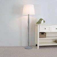 ValueLights | Traditional Grey Wood Candlestick Floor Lamp with White Tapered Shade for Living Room | Floor Lamps, Home Décor & Improvement Essential