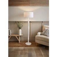 ValueLights Victoria White Wood Traditional Stem Floor Lamp with Fabric Drum Shade